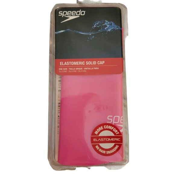 Speedo Elastomeric Solid Swim Cap Pink Silicone One Size - Picture 1 of 2